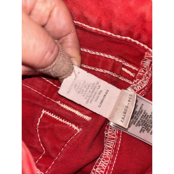 True Religion Jeans Red Denim Skinny Leg White Tag 25x33” Zip Flap Pockets - Picture 10 of 10